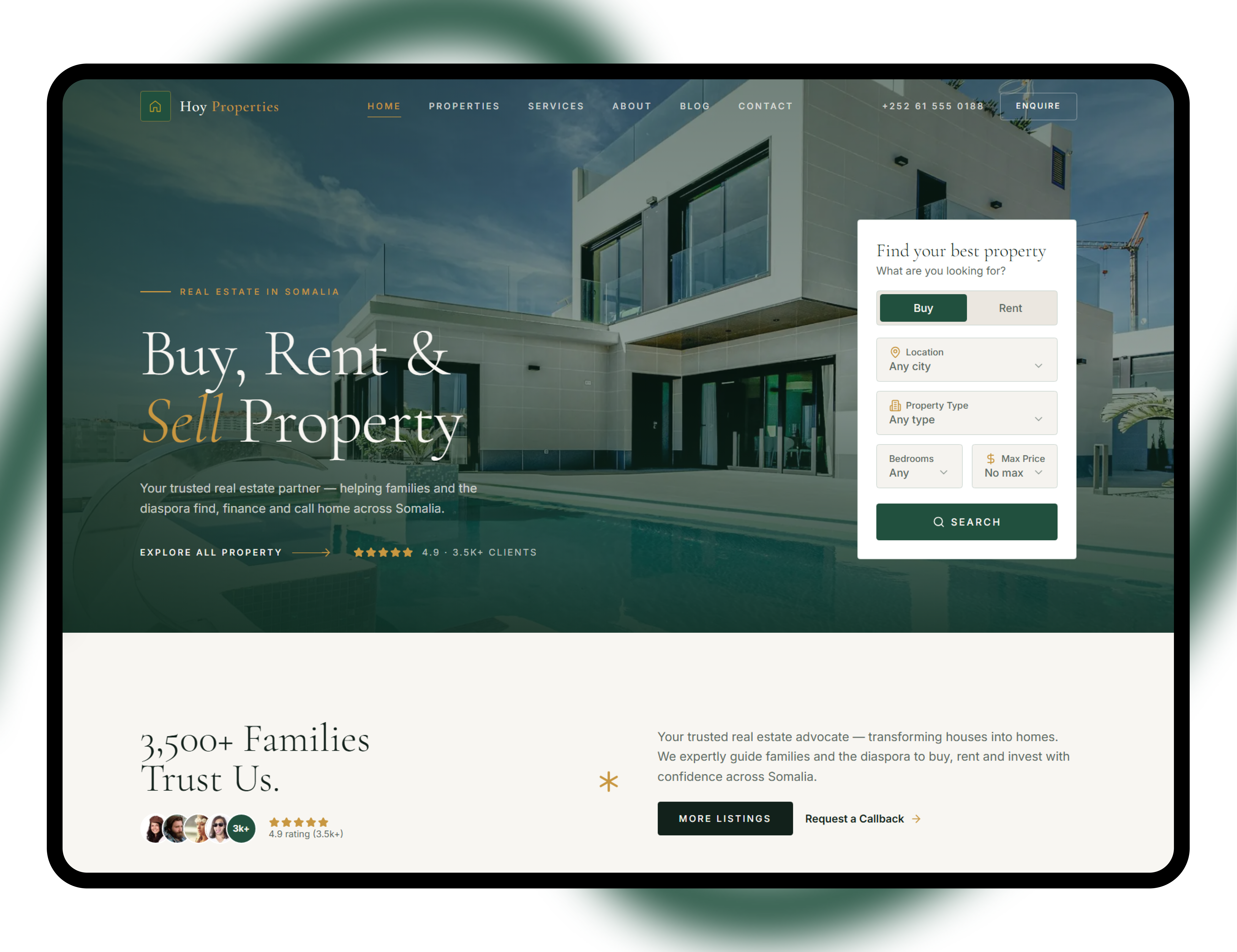 Hoy Properties website